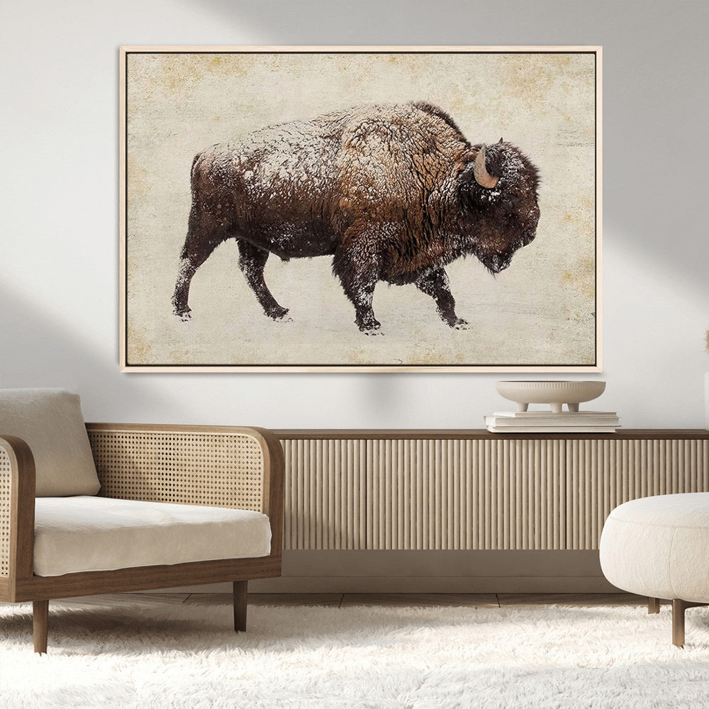 Buffalo Wall Art, Western Bison Canvas Print, Rustic Buffalo