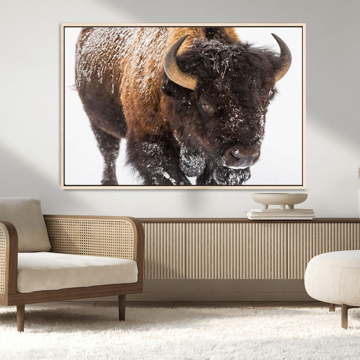 Bison Wall Art Canvas Print For Farmhouse, Wild Animal Wall
