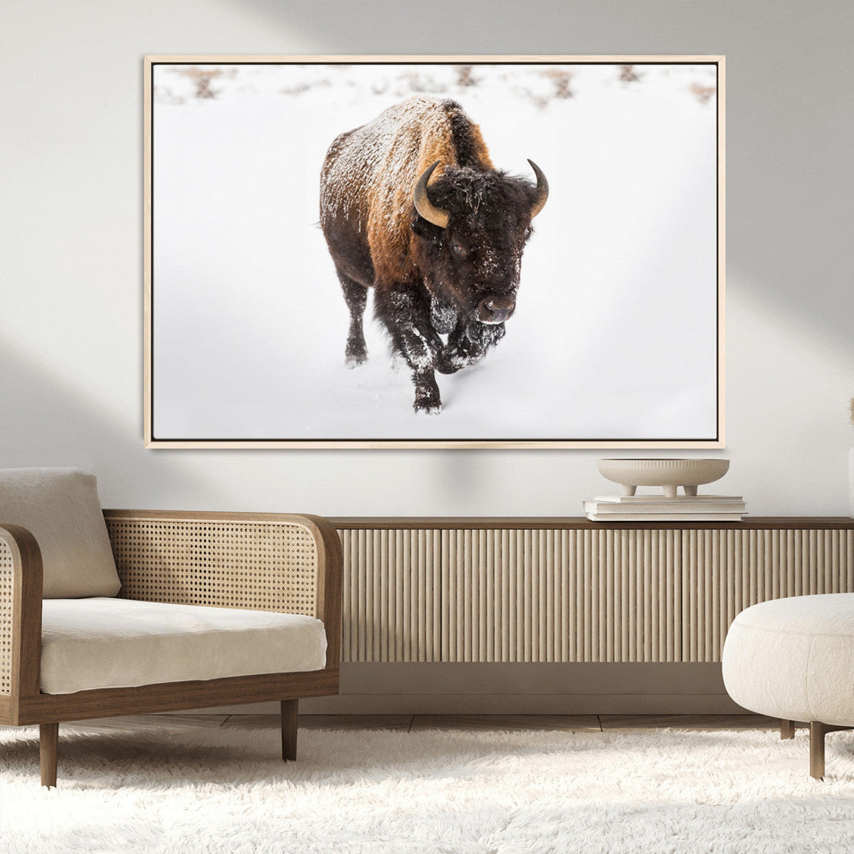 Bison Winter Wall Art Canvas Print For Farmhouse Decor