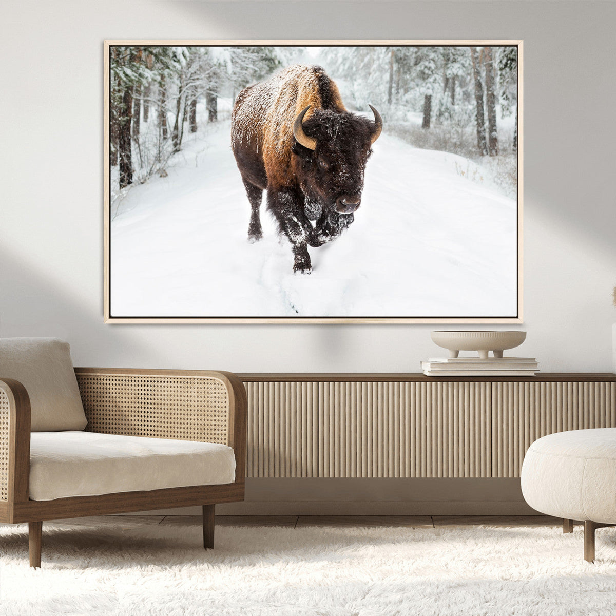 Bison Wall Art Canvas Print For Farmhouse, Animal Canvas