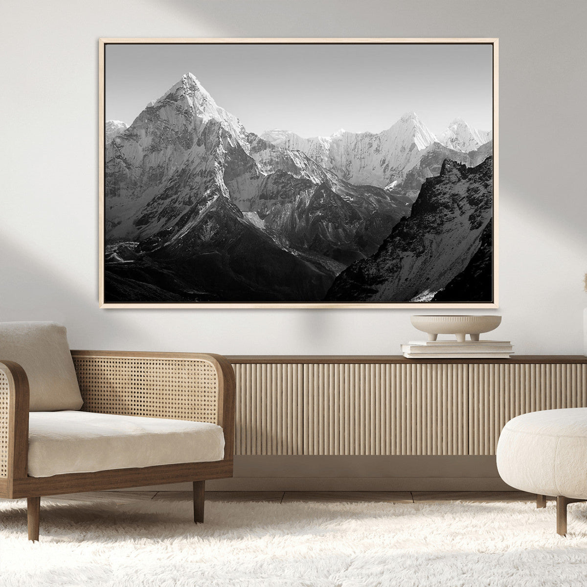 Everest Himalaya Mountain Peaks Black & White Triptych