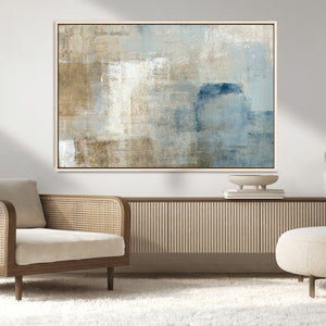 Abstract Blue and Beige Wall Art, Modern Minimalist Canvas