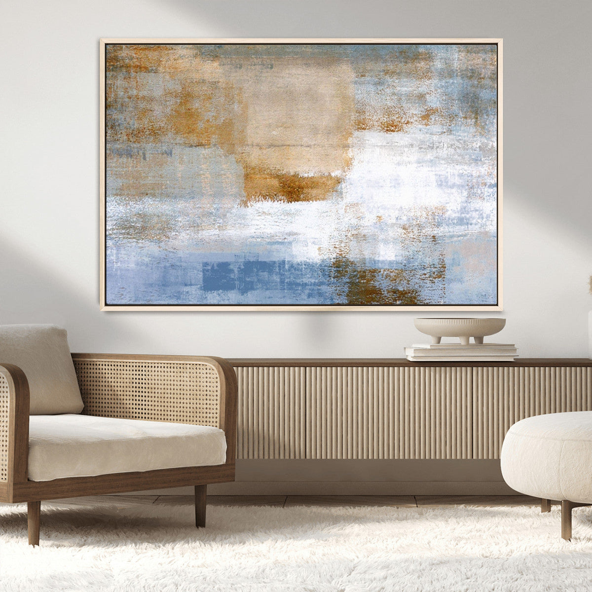 Blue Multi Panel Abstract Wall Art Canvas, Abstract Blue and