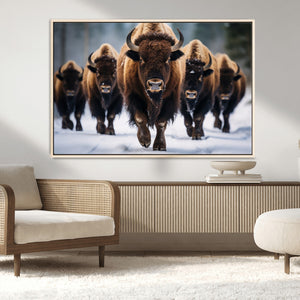 Buffalo Wall Art Canvas Print, American Bison Herd Wall Art