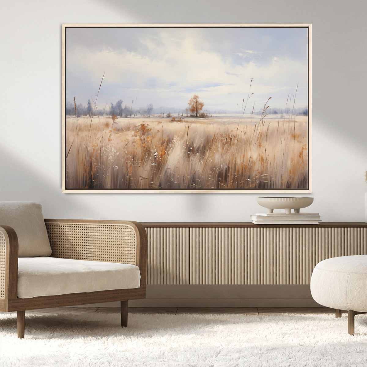 Golden Fields Wall Art Print Canvas – Serene Landscape of