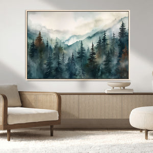 Serenity Forest Wall Art Canvas | Foggy Mountain Landscape