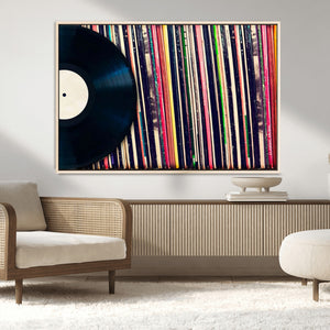 Vinyl Record and Album Collection Canvas Wall Art - Retro