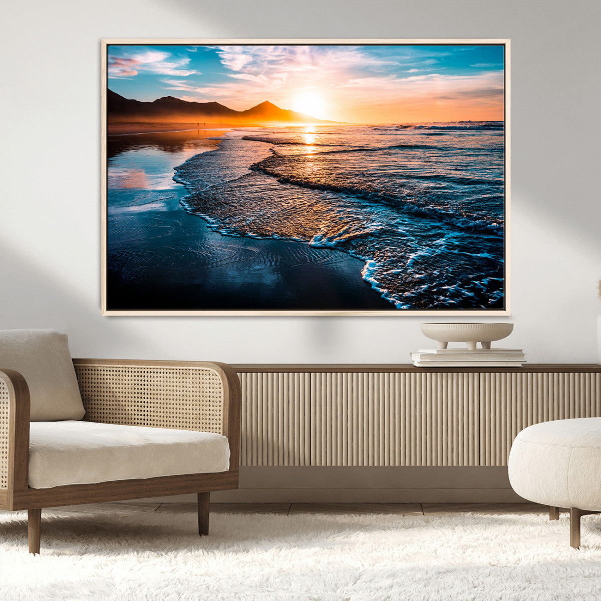 Sunset Beach Ocean Canvas Wall Art – Tranquil Ocean