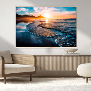 Sunset Beach Ocean Canvas Wall Art – Tranquil Ocean