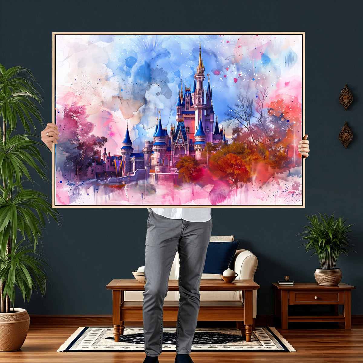 Disney Wall Art: Dreamy Watercolor Cinderella Castle Canvas