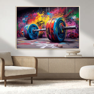 Abstract Graffiti Barbell Canvas Wall Art – Urban Fitness