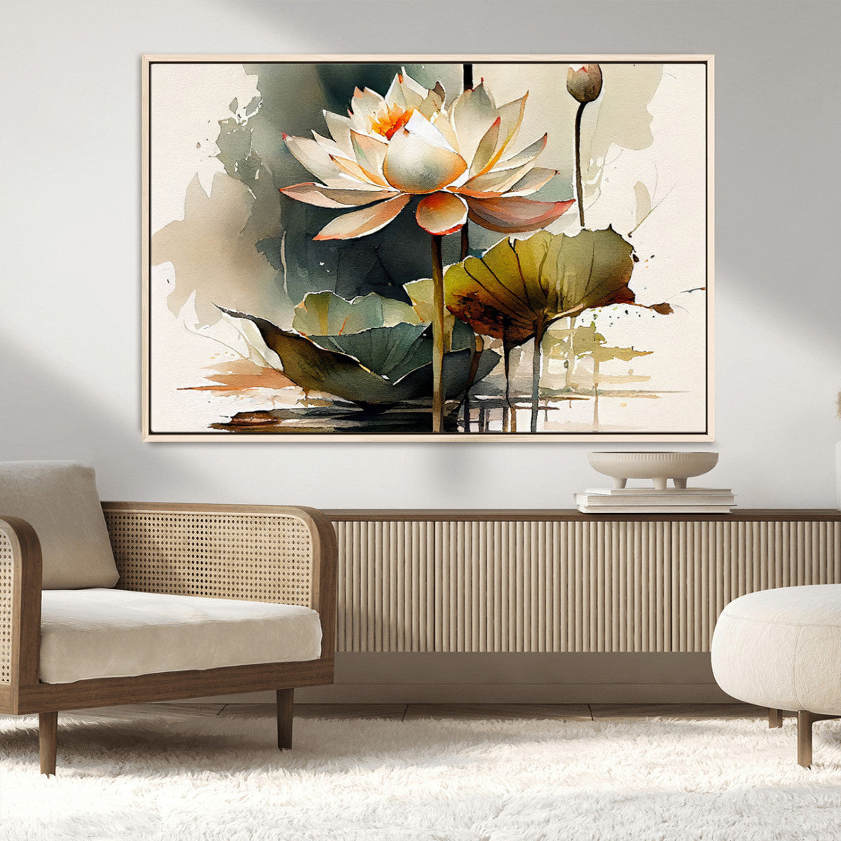 Lotus Flower Watercolor Canvas Print – A Symbol of Serenity