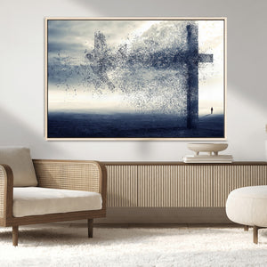 Jesus and the Fading Cross Wall Art Print – Symbol of Faith,