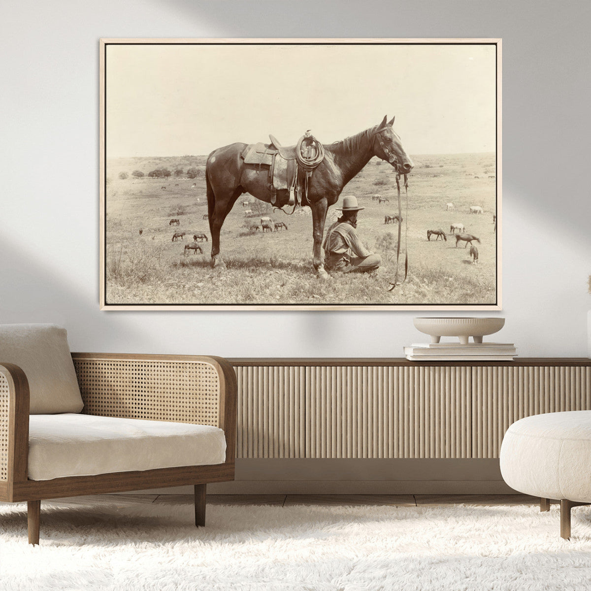 Cowboy Wall Art - Western Horse Canvas Print - Vintage