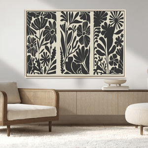 Modern Botanical Wall Art - Floral Black and White Canvas