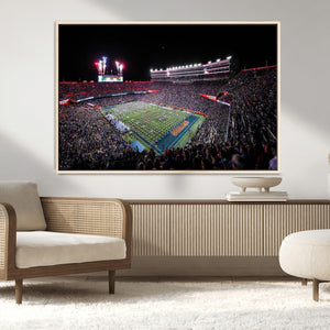 Ben Hill Griffin Stadium Night Game Triple Canvas Wall Art -