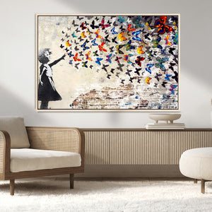 Banksy Graffiti Wall Art Canvas Print: Girl Releasing