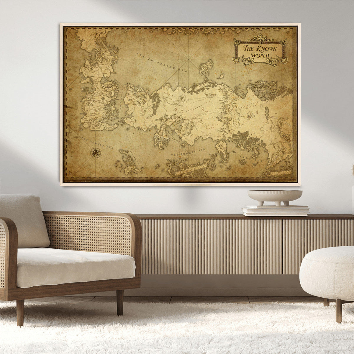 Vintage Game of Thrones Map Wall Art | Westeros and Essos