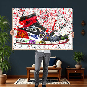 Jordan Shoes Graffiti Wall Art Canvas Print- Jordan Graffiti
