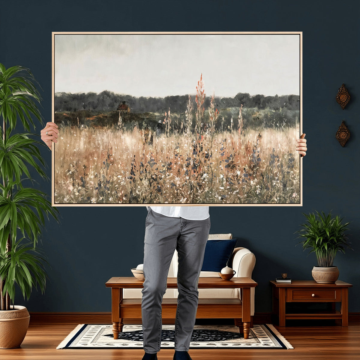Rustic Field Landscape Wall Art Print, Giclee Canvas Wall