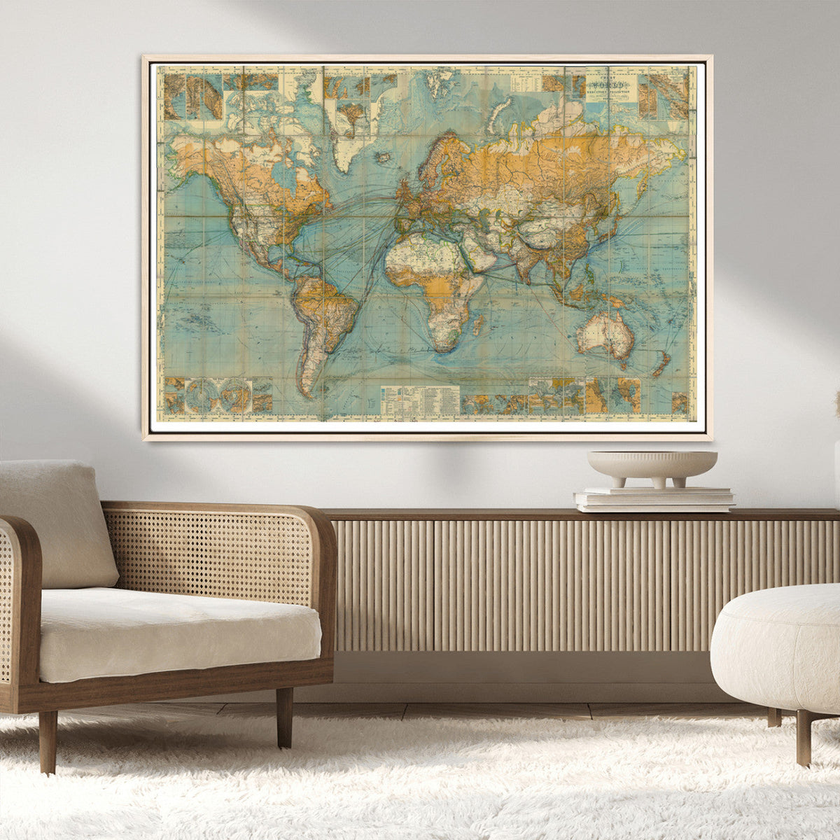 Push Pin World Map Canvas Print – Travel Tracker Wall Art