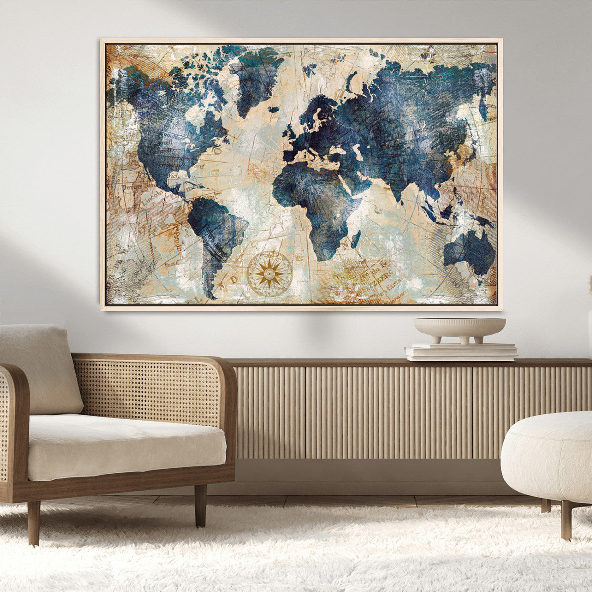 World Map Canvas Print – Framed Wall Art for Couples,