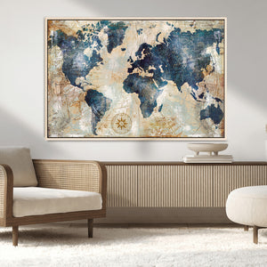 World Map Canvas Print – Framed Wall Art for Couples,