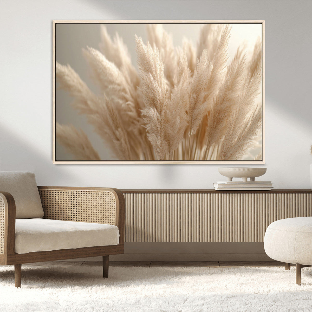 Pampas Grass Canvas Wall Art - Elegant Neutral Decor for