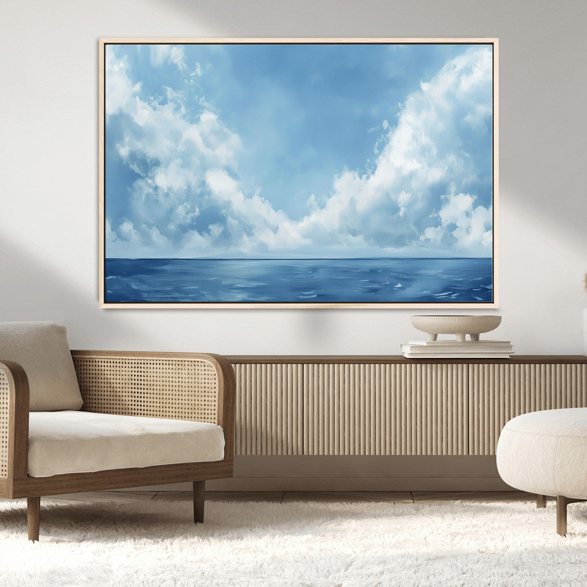 Abstract Ocean Print Artwork- Serene Blue Ocean Canvas Wall