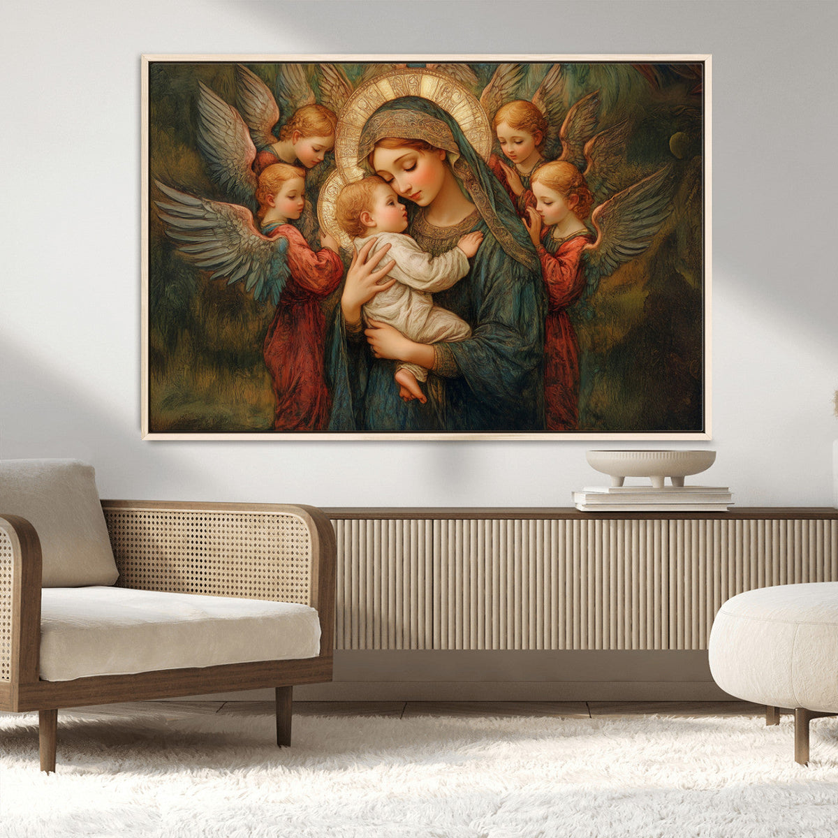 Mary Jesus Canvas Wall Art Print - Madonna and Child with