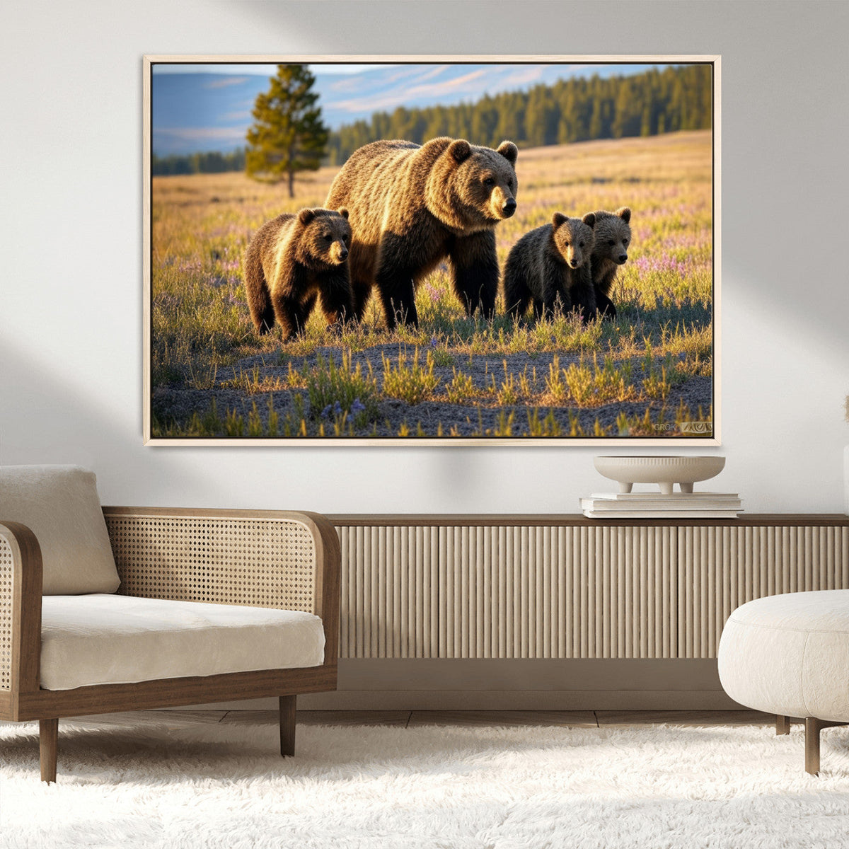 Grizzly Bear Family Wall Art Canvas Print – Majestic
