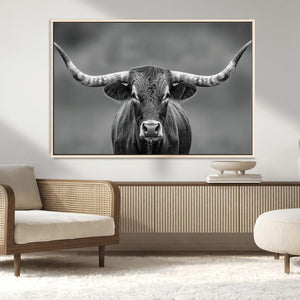 Texas Longhorn Wall Art Canvas Print – Framed Western Bull