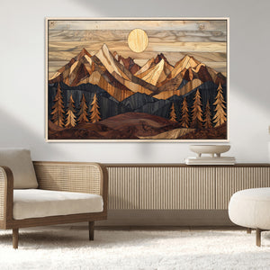 Wood Mountain Landscape Wall Art Canvas Print – Framed