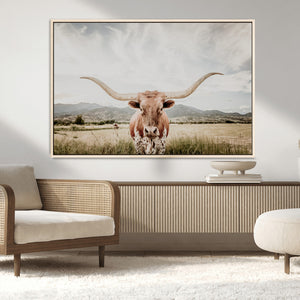 Texas Longhorn Wall Art Canvas Print – Framed Western Cow