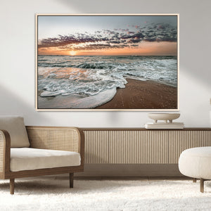 Ocean Sunset Wall Art Canvas Print – Framed Beach Waves