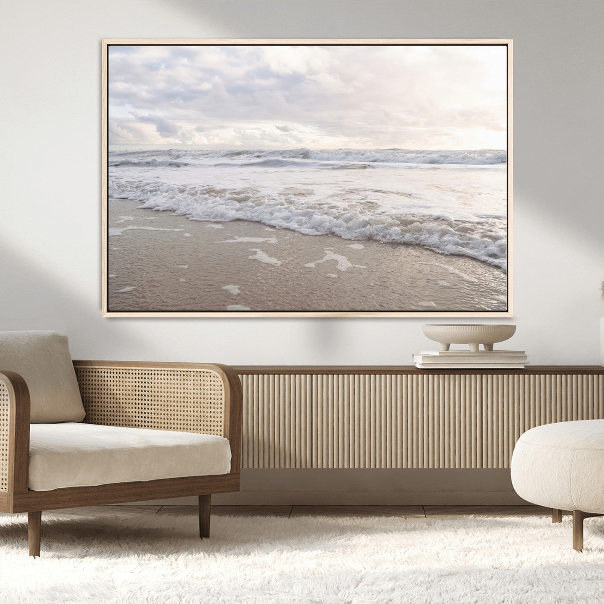 Ocean Waves Wall Art Canvas Print – Framed Coastal Shoreline