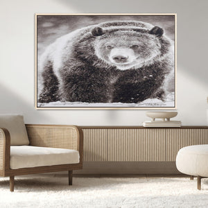 Grizzly Bear Wall Art Canvas Print – Framed Rustic Lodge Art