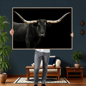 Longhorn Cattle Wall Art Canvas Print – Framed Texas Ranch