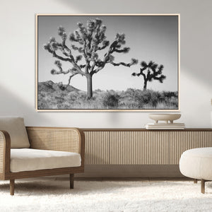 Joshua Tree Wall Art Canvas Print – Framed Monochrome Desert