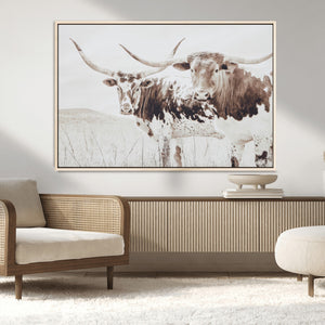 Longhorn Wall Art Canvas Print – Framed Western Cow Rustic