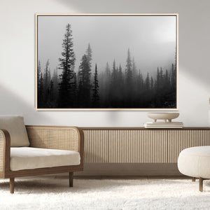 Misty Pines Wall Art Canvas Print – Framed Woodland