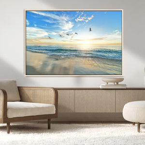 Minimalist Seaside Wall Art Canvas Print – Morning Glow