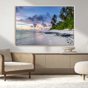 Tropical Beach Wall Art Canvas Print – Framed Sunset Glow