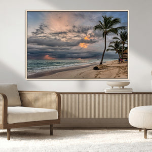 Tropical Storm Wall Art Canvas Print – Framed Moody Beach