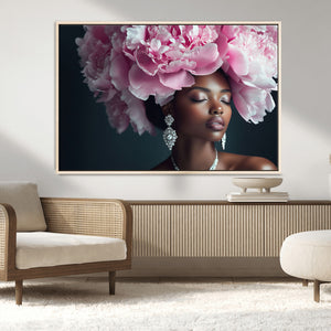 Black Beauty Petal Crown Wall Art Canvas Print – Floral