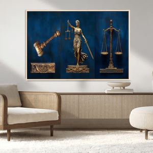 Lady Justice Wall Art Canvas Print – Elegant Gold Legal