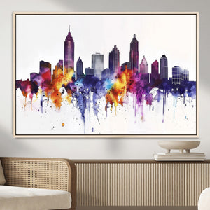 Atlanta Skyline Wall Art Canvas Print – Framed Colorful