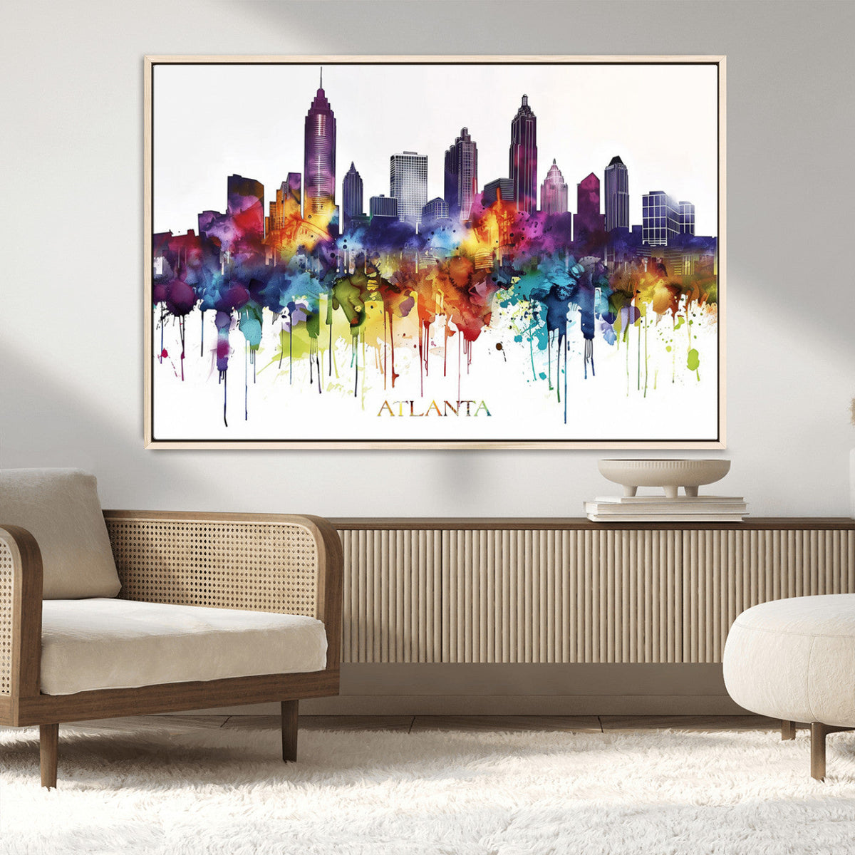 Atlanta Skyline Wall Art Canvas Print – Framed Colorful