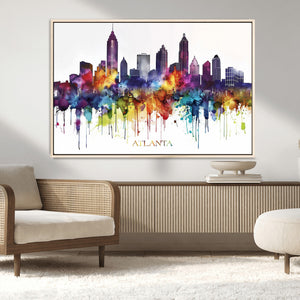 Atlanta Skyline Wall Art Canvas Print – Framed Colorful