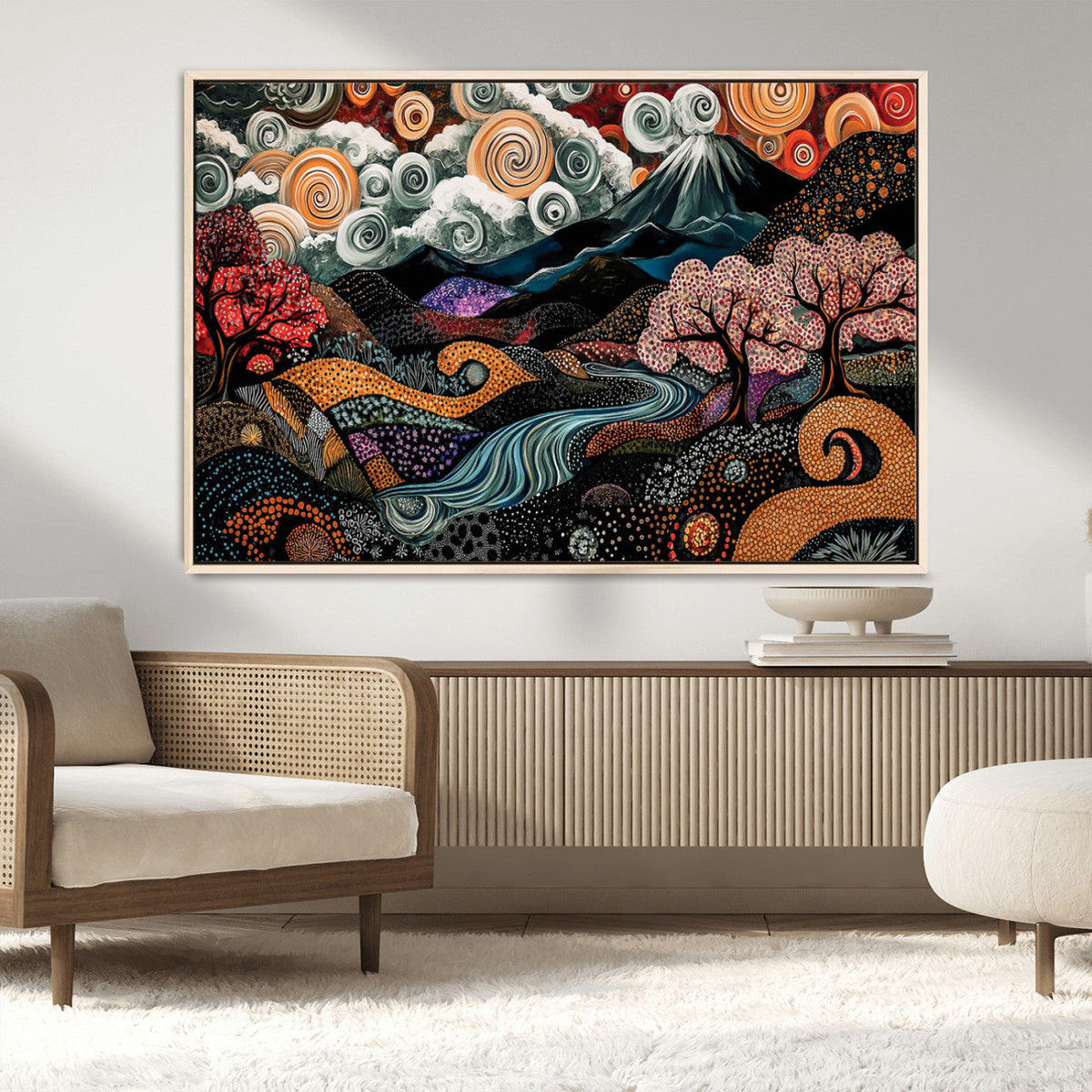 Whimsical Abstract Landscape Wall Art Canvas Print, Colorful